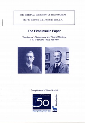 First Banting & Best Insulin Reprint, Front Cover
